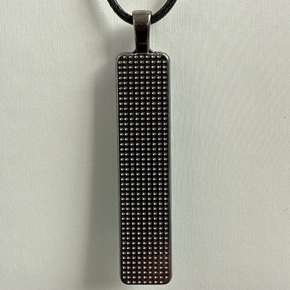 Handmade Blue Teal Fluid Art Bar Pendant Necklace Long Rectangle Minimalist - Picture 8 of 10